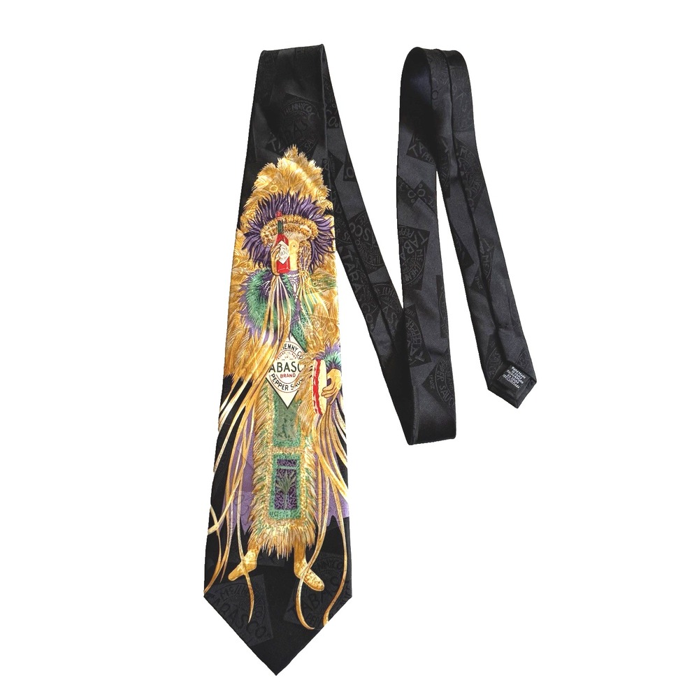 Tabasco Mardi Gras Carnival Feather Silk Men Necktie Neck Tie Louisiana Jacquard